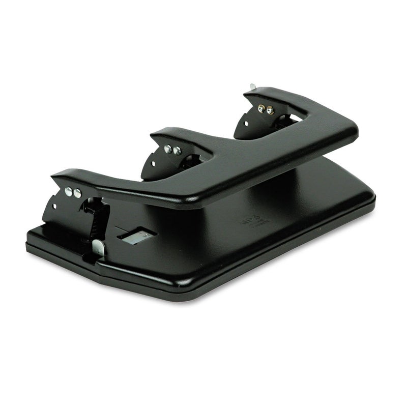 Master MP3 20-Sheet Three-Hole Punch, Oversized Handle, 9/32-Inch Holes, Steel, Black